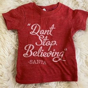 Boutique baby Santa tee 6-12m Dont stop believing